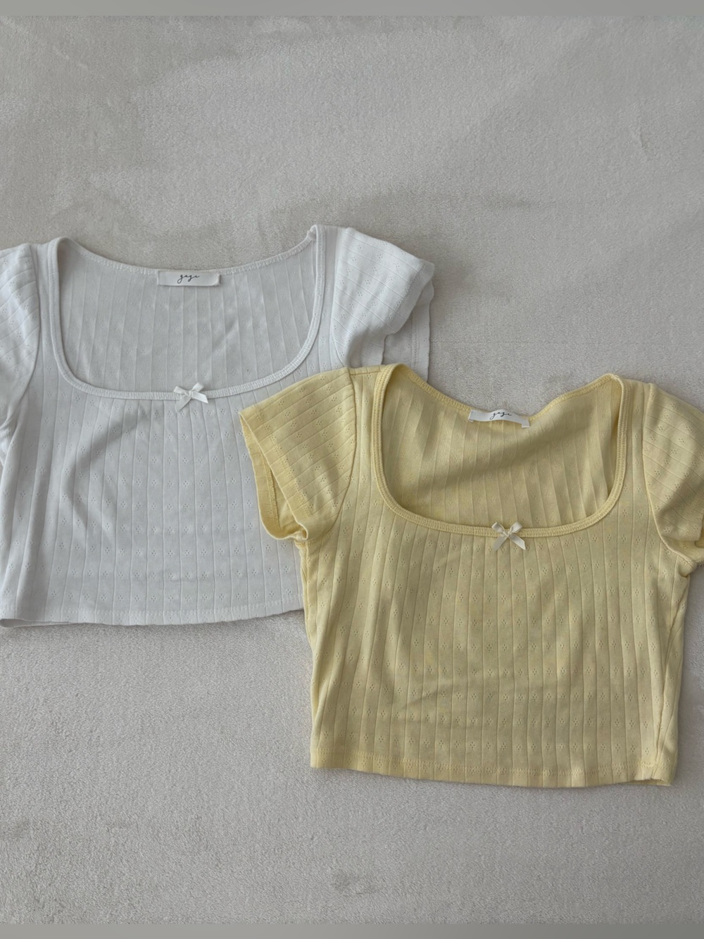 Pointelle Crop Tops Cotton - Set of 2